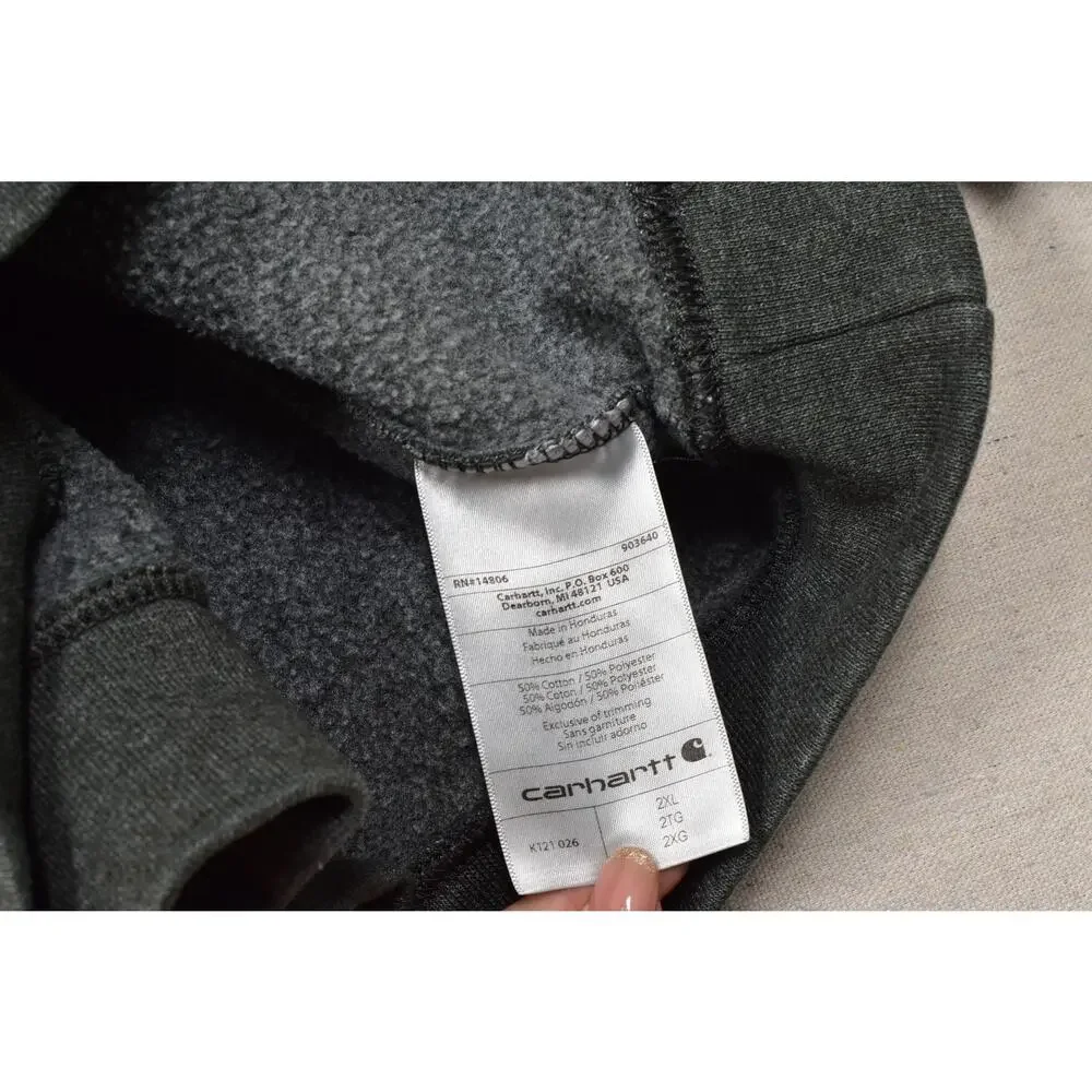 Carhartt Hoodie Mens 2XL Loose Fit Charcoal Gray K121 Midweight Pullover Sweater